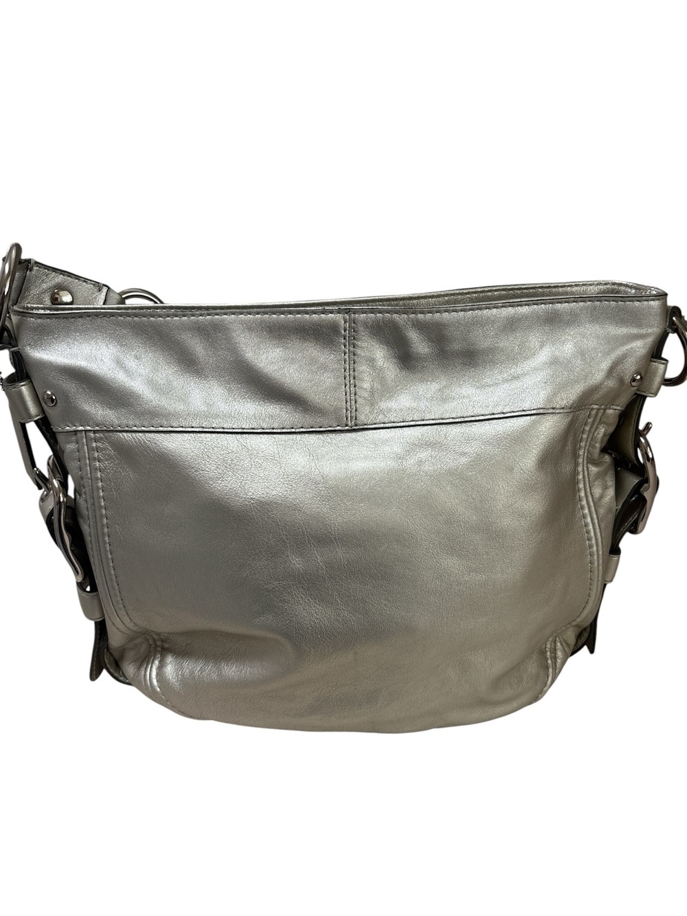 Y2K Coach Metallic Silver Leather Zoe Hobo Bag - Picture 2 of 13